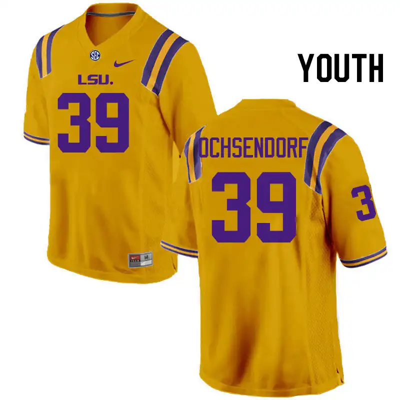 Youth LSU Tigers Blake Ochsendorf #39 Gold NCAA Football Jersey